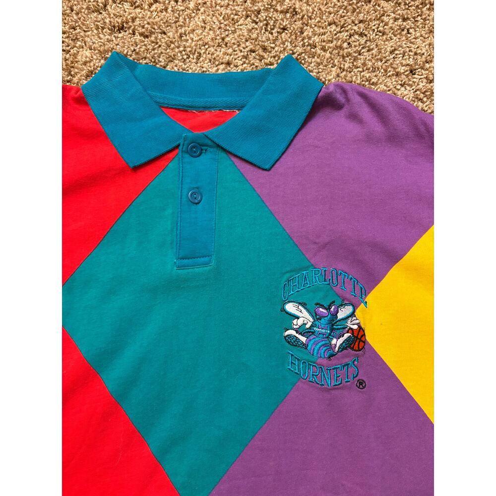 Vintage Charlotte Hornets In The Paint Basketball Gear Polo Stitched Size Large